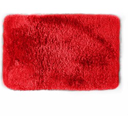 Spirella badkamer vloer kleedje/badmat tapijt - hoogpolig en luxe uitvoering - rood - 40 x 60 cm - Microfiber - Badmatjes