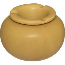 Terras asbak/stormasbak rond keramiek 13 x 9 cm geel - Asbakken