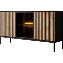 Meubella Dressoir Legend - Mat zwart - Eiken - 154 cm