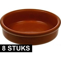 2 Sets van 4 mini terracotta tapas/creme brulee bakjes/schaaltjes 6 cm - Snack en tapasschalen