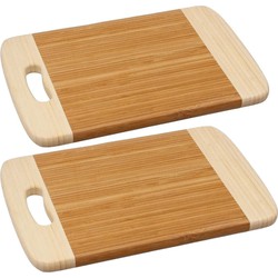 2x Stuks snijplank met handvat 30 x 20 cm van bamboe hout - Snijplanken