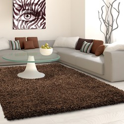 Tapijtenloods Basic Shaggy vloerkleed Bruin Hoogpolig- 140x200 CM