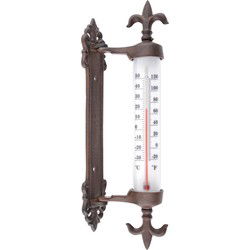Esschert Design Wandthermometer - gietijzer - met Franse lelies - 27cm - Buitenthermometers