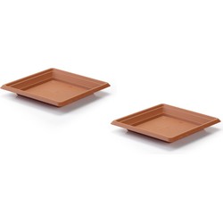 2x stuks opvangschaal Plantenbak terra cotta vierkant voor een 30 cm diameter pot - Plantenbakken