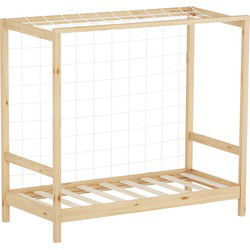 Kinderbed voetbaldoel 70x140 cm naturel eenpersoonsbed voor kinderen houten bed met lattenbodem & doelnet ML design