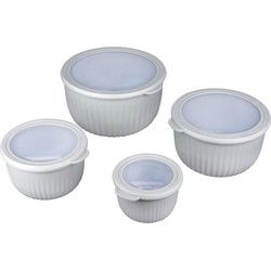 Set Voorraaddozen Rond met Deksel - set van 4 - Grijs -  0,5/1/2/3L