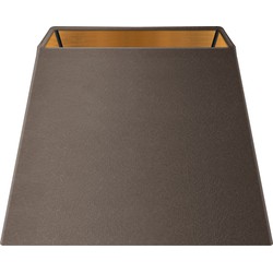 Fluweel - Velvet Lampenkap - Rectangle - Grey + goud - Luxe stijl - 20 x 20 x 14 cm - E27 fitting - voor tafellampen - voor woonkamer en eetkamer