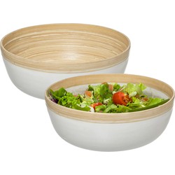 Set van 2x Secret de Gourmet Slakom/serveer schaal- Bamboe - D30 cm - Saladeschalen