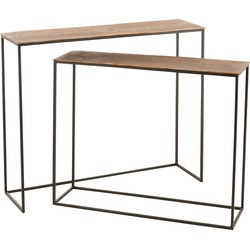 J-line - Set Van Twee Console Rechthoek Aluminium Roest - 99x29x83cm