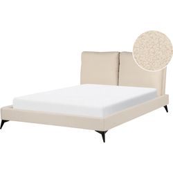 Beliani MELLE - Tweepersoonsbed-Beige-Bouclé