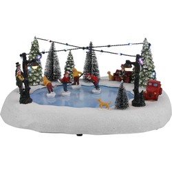 LuVille Kerstdorp Miniatuur Plezier op de IJsbaan - L32 x B25 x H15 cm