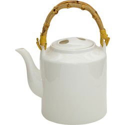 Clayre & Eef Theepot  1500 ml Wit Porselein Rond Theekan