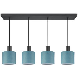 Moderne hanglamp Canvas - Blauw - verlichtingspendel Xxl Bar 4L inclusief lampenkap 20/20/17cm - pendel lengte 150.5 cm - geschikt voor E27 LED lamp - Pendellamp geschikt voor woonkamer, slaapkamer, keuken