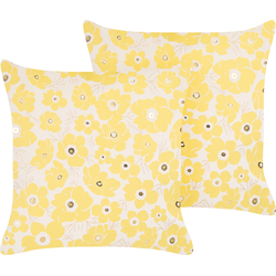 TRITELEIA - Sierkussen set van 2 - Geel - 45 x 45 cm - Fluweel