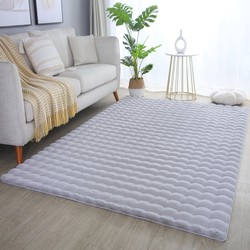 Ambiance Fluffy - Hoogpolig Vloerkleed - Uni Effen Kleur - Zilver - Woonkamer Tapijt - Met Katoenen Rug- 120x170 CM