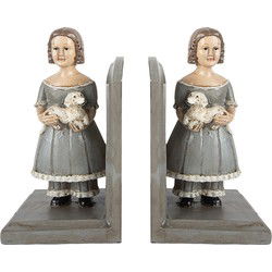 Clayre & Eef Boekensteunen Set van 2 23x11x22 cm Grijs Kunststof
