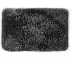 Spirella badkamer vloer kleedje/badmat tapijt - hoogpolig en luxe uitvoering - zwart - 40 x 60 cm - Microfiber - Badmatjes