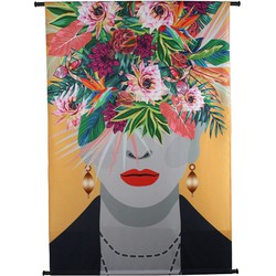 Wall Hanging Face Flowers Velvet Multi 105x2.5x136cm