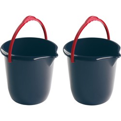 5x Donkerblauwe schoonmaakemmers/huishoudemmers 10 liter 28 cm - Emmers