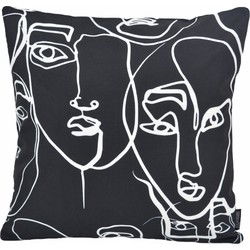 Sierkussen Abstract Face Black - Outdoor | 45 x 45 cm | Katoen/Polyester