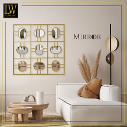 LW Collection LW Collection Wandspiegel goud vierkant 80x80 cm metaal
