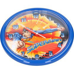 Blauwe Superman klok 26 cm - Wandklokken