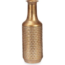 Giftdecor Bloemenvaas Antique Roman - goud - metaal - D14 x H46 cm - Vazen