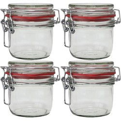4x Glazen confituren pot/weckpot 200 ml met beugelsluiting en rubberen ring - Weckpotten