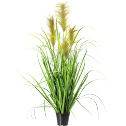 Kopu® Kunstplant Chinees Riet 120 cm - 4 pluimen - in zwarte pot