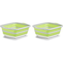 2x Wit/groene afwasteil/afwasbakken inklapbaar 40 x 32 cm - Afwasbak