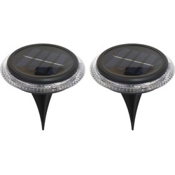 Progarden Buiten lampje/prik spots - set 2x - solar verlichting - tuin verlichting - LED - D11 cm - Grondspotjes