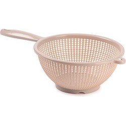 Plasticforte Keuken vergiet/zeef - kunststof - Dia 22 cm x Hoogte 10 cm - beige - Vergieten