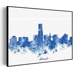 Muurwerken Akoestisch Schilderij - Skyline Brussel Watercolor Paint - Geluidsdempend Wandpaneel - Wanddecoratie - Geluidsisolatie - BASIC (AW 0.65) XL (120x86)