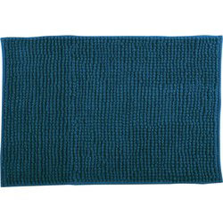 MSV Badkamerkleed/badmat voor op de vloer - donkerblauw - 60 x 90 cm - Microvezel - Badmatjes