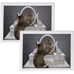 2x stuks schootkussens/laptrays grappige kat en tijger print 43 x 33 cm - Dienbladen