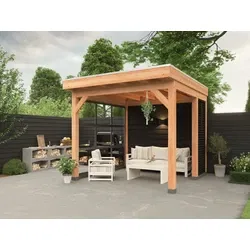 Douglas overkapping 300 x 300, met zwarte achterwand, Westwood Comfort Green