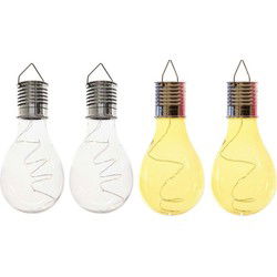 4x Buitenlampen/tuinlampen lampbolletjes/peertjes 14 cm transparant/geel - Buitenverlichting