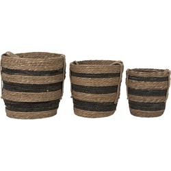 Clayre & Eef Opbergmand Set van 3  Ø 33x33 cm Bruin Zeegras Rond Plantenhouder