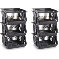 Plasticforte Opbergkrat - 2x - grijs - 3 vakken - 62 cm - Opbergmanden