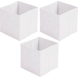 Urban Living Opbergmand/kastmand Square Box - 6x - karton/kunststof - 29 liter - wit - 31 x 31 x 31 cm - Opbergmanden