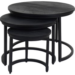 Salontafel Set van 3 - Industriële Salontafelset Erjan - Zwart blad