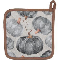 Clayre & Eef Pannenlap 20x20 cm Grijs Katoen Vierkant Pompoen