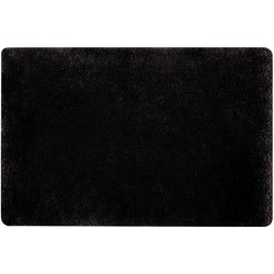 Spirella badkamer vloer kleedje/badmat tapijt - hoogpolig en luxe uitvoering - zwart - 50 x 80 cm - Microfiber - Badmatjes