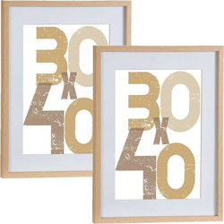 2x houten fotolijst - bruin - 40 x 50 cm - met passe-partout - Fotolijsten