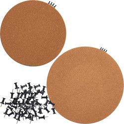 Prikborden - 2x - incl. 50x punaises zwart - rond - kurk - Prikborden