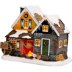 Luville Kerstdorp Kippenboerderij - 19.5x14.5x15.5 cm - Polyresin - Multi