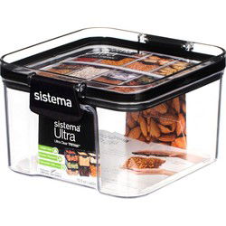 Sistema Voorraaddoos Tritan Vierkant 460 ml Transparant/Zwart
