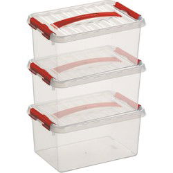 Sunware opbergbox - 3x - transparant - 6L - 30 x 20 x 14 cm - Opbergbox