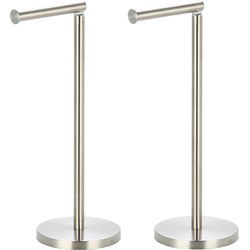 MSV Wc/toiletrolhouder reservoir - 2x - rvs metaal - zilver - 54 cm - Voor 4 rollen - Toiletrolhouders
