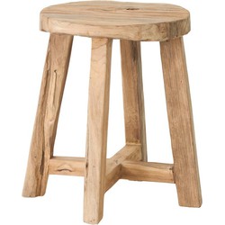 MUST Living Stool Gio Natural,45xØ35 cm, natural recycled teakwood with natural cracks